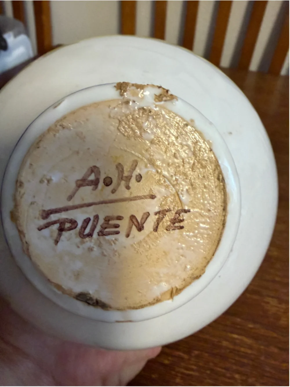 Vintage A.H. Puente Harina Flour Jar Hand Painted Spanish Pottery Ceramic Kitche